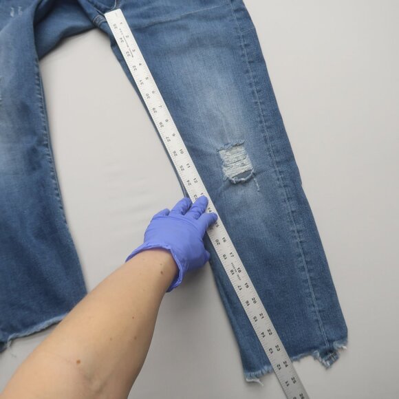 R13 Boy Straight Jeans in Bayliss w Rips Size 25 - Picture 12 of 15